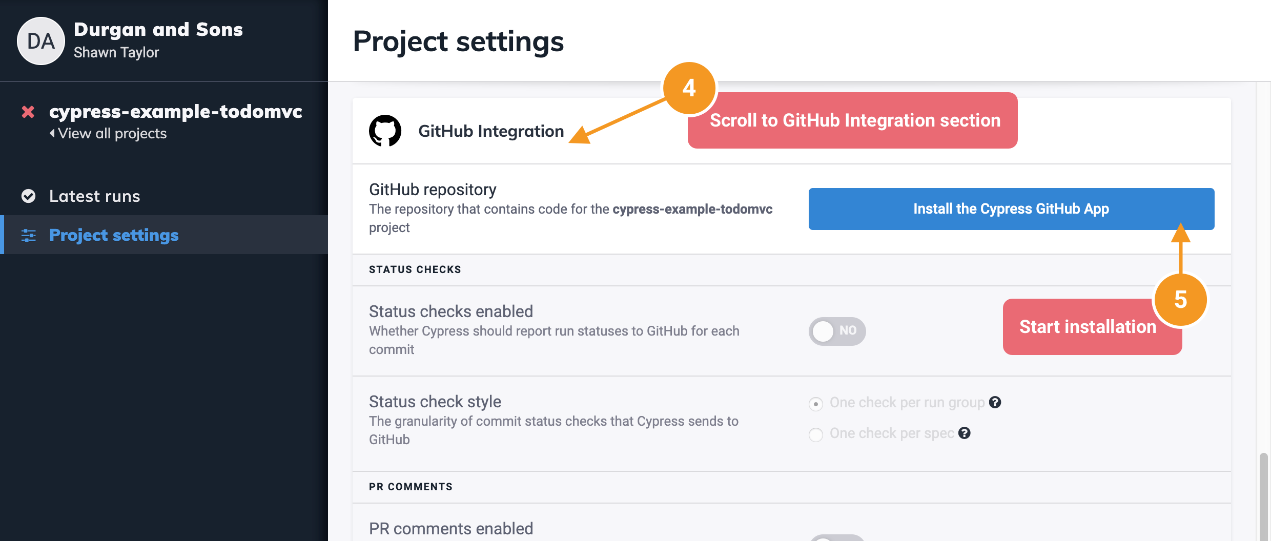 Install GitHub Cypress App